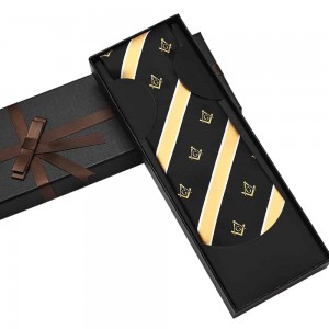 Anpassad polyester frimurarslipsset för män Randig slips för affärstillfällen med snabb vändning