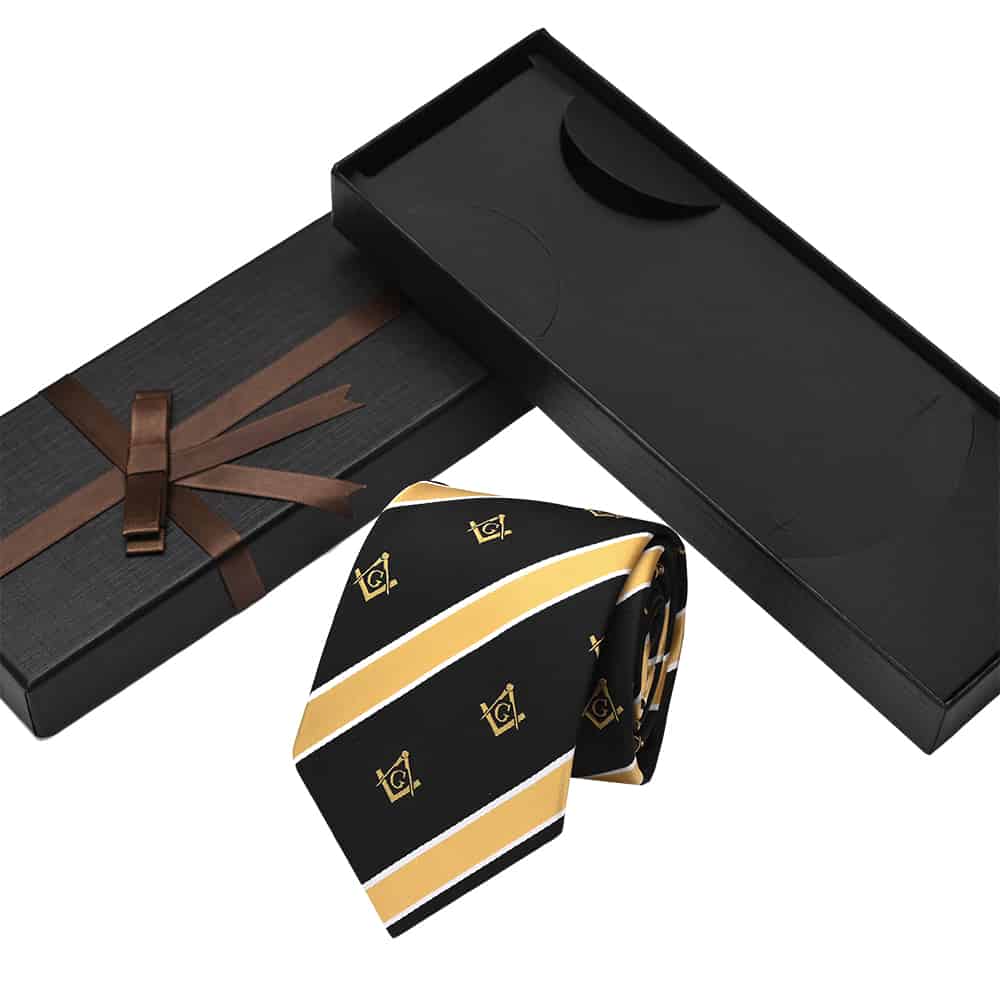 Custom nga Kalalakin-an nga Polyester Masonic Necktie Set Striped Business Occasions Necktie nga adunay Quick Turnaround