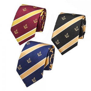 අභිරුචි පිරිමි පොලියෙස්ටර් Masonic Necktie කට්ටලය ඉරි සහිත ව්‍යාපාරික අවස්ථා Necktie ඉක්මන් හැරවුම් සමග