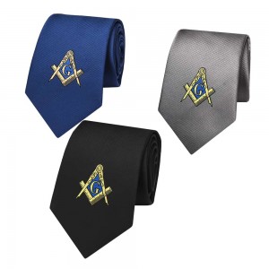 ຜູ້ຜະລິດສາມາດປັບແຕ່ງໄດ້ ຂາຍສົ່ງ OEM Emblem ຈີນ ຍີ່ຫໍ້ຜ້າໄຫມຜູ້ຊາຍ Masonic Regalia Ties