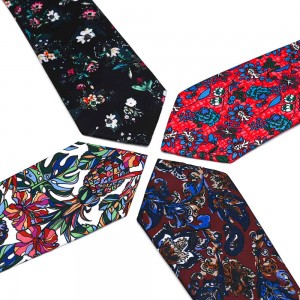 ရောင်စုံပုံနှိပ်ထားသော Polyester Floral Tie