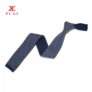 White dot navy knitted tie