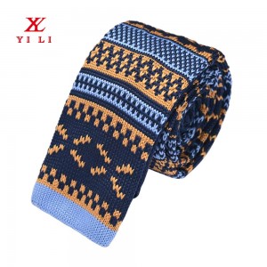 Custom Design Pineapple Texture Matahom nga Polyester Knitted Mens Tie