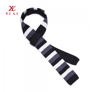 Sort hvid og grå tricolor strikket slips til mænd
