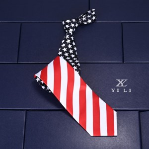 Rankų darbo spalvingas medvilninis vėliavos rašto kaklaraištis