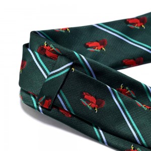 Πολυτελής πράσινη ριγέ υφασμένη ανδρική γραβάτα ιδιωτικής ετικέτας