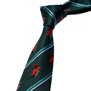 Lyxig grön randig vävd slips för män med privat etikett