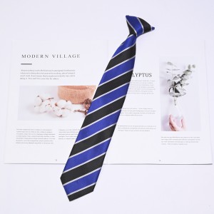 Cravatte con clip a righe da uomo in tessuto di seta, facili da rimuovere