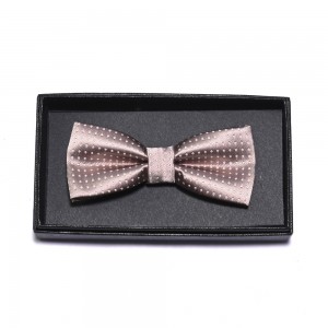 Conjunto de presente de gravata borboleta pré-amarrado tecido de seda com caixa de papel preta