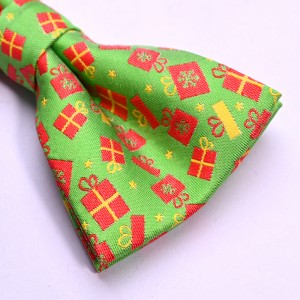 100% Polyester Woven Bunny Snowflake Christmas Bow Tie