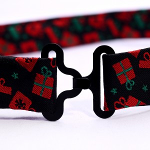 100% Polyester Woven Bunny Snowflake Christmas Bow Tie