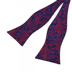 Polyester Burgundy Blue Paisley Tie, Small Batch Production, Product Development