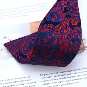 Cravată din poliester Burgundy Blue Paisley, producție în loturi mici, dezvoltare de produs