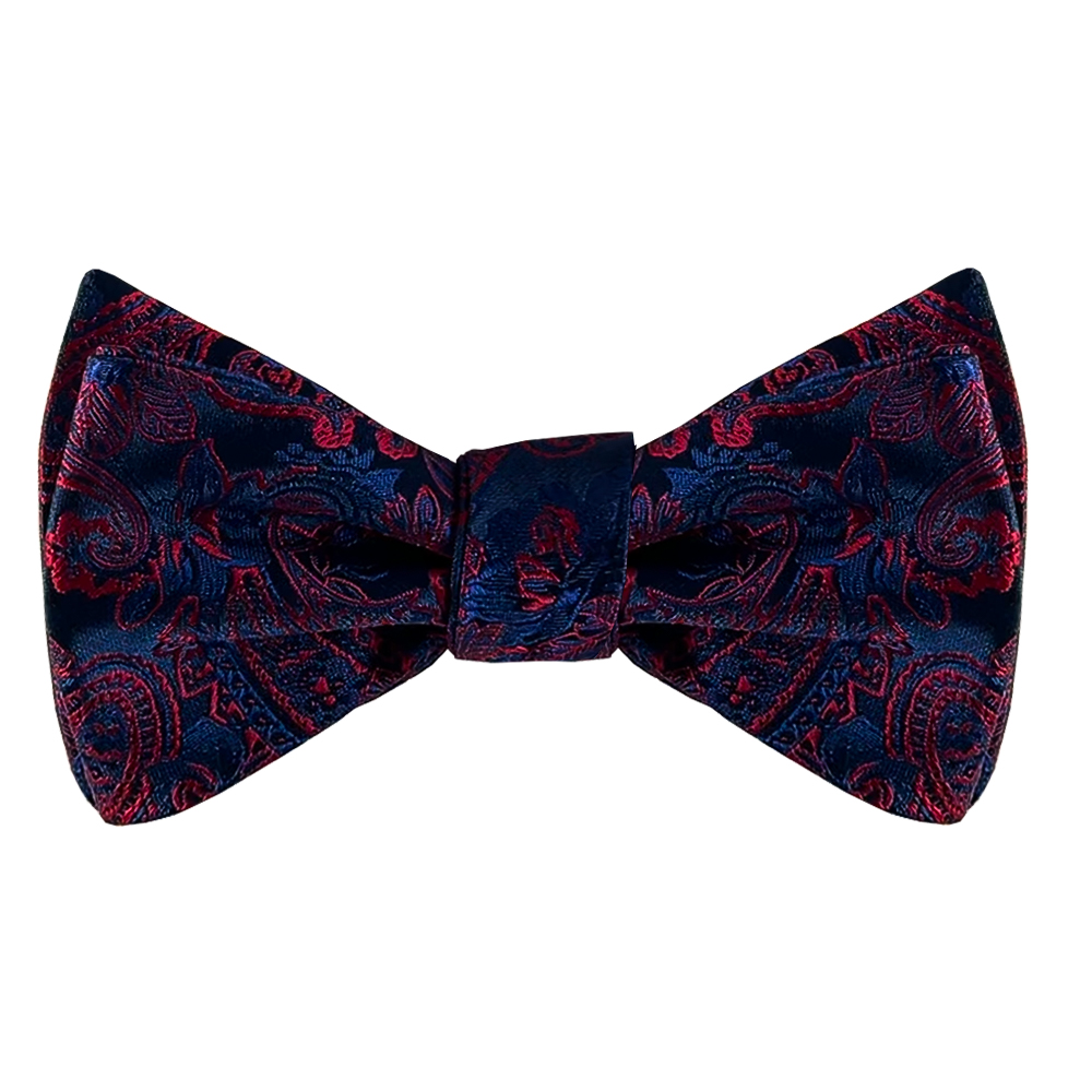 Polyester Burgundy Blue Paisley Tie, Small Batch Production, Product Development