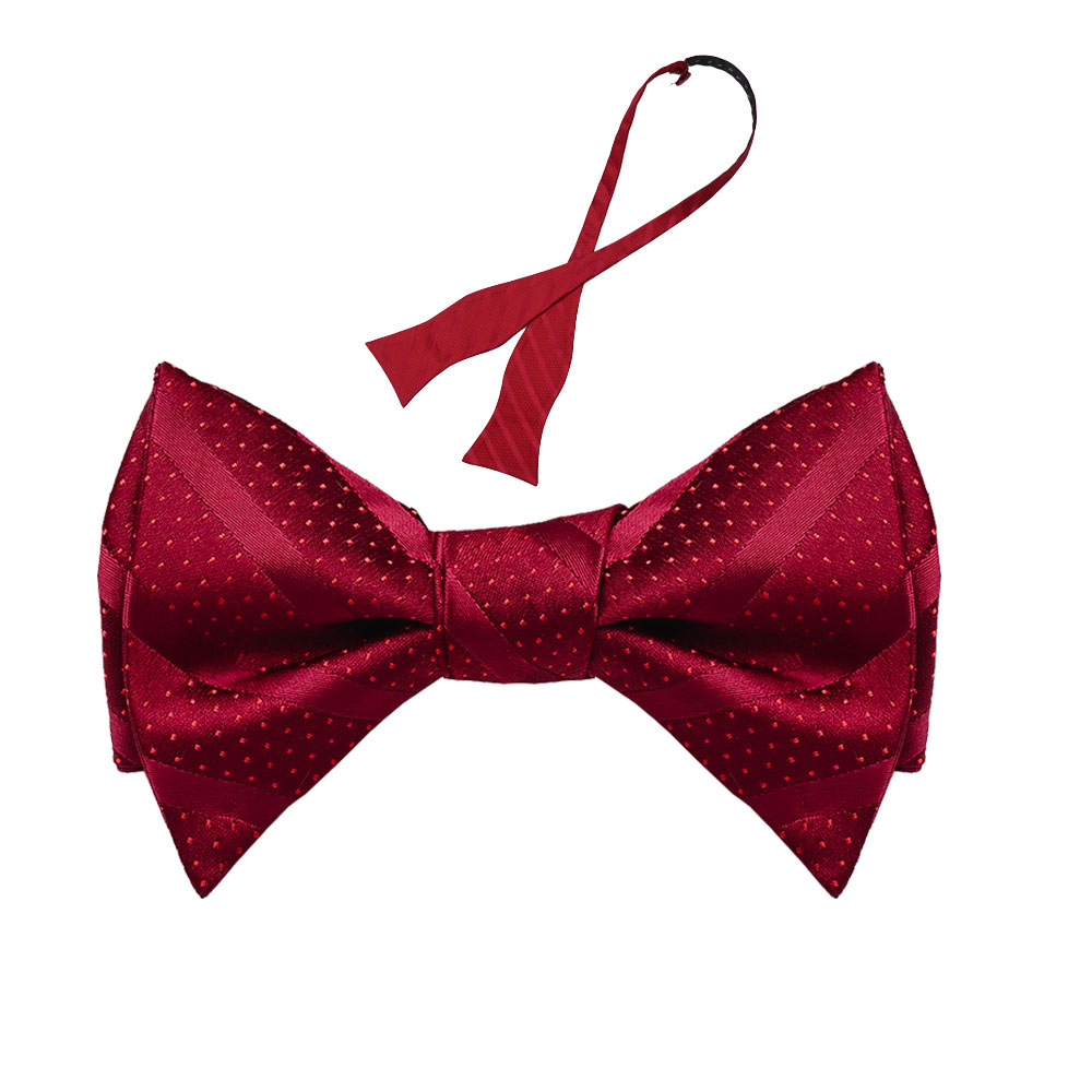 Silk Stripe Burgundy Self-Tie Bow Tie, Assembly Services, B2B Sourcing, Custom Packaging – Best Value