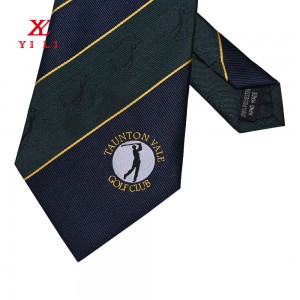 Corbata con logo personalizado de poliéster tejido con logo en la parte inferior