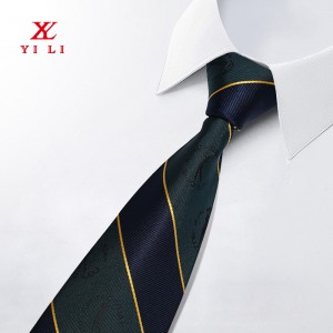 Tkany, poliestrowy krawat z logo na dole
