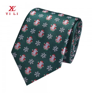 Cravatte natalizie in poliestere Festival con design dell'albero di Natale di Rudolph Santa