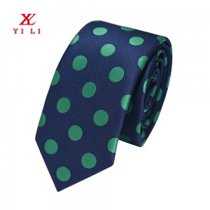 Micro Polyester Polka Dot Ties ng Men's Jacquard Woven Formal Dress Necktie