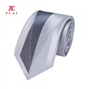 Hodvábna dizajnová panelová kravata s geometrickými symetrickými pruhmi