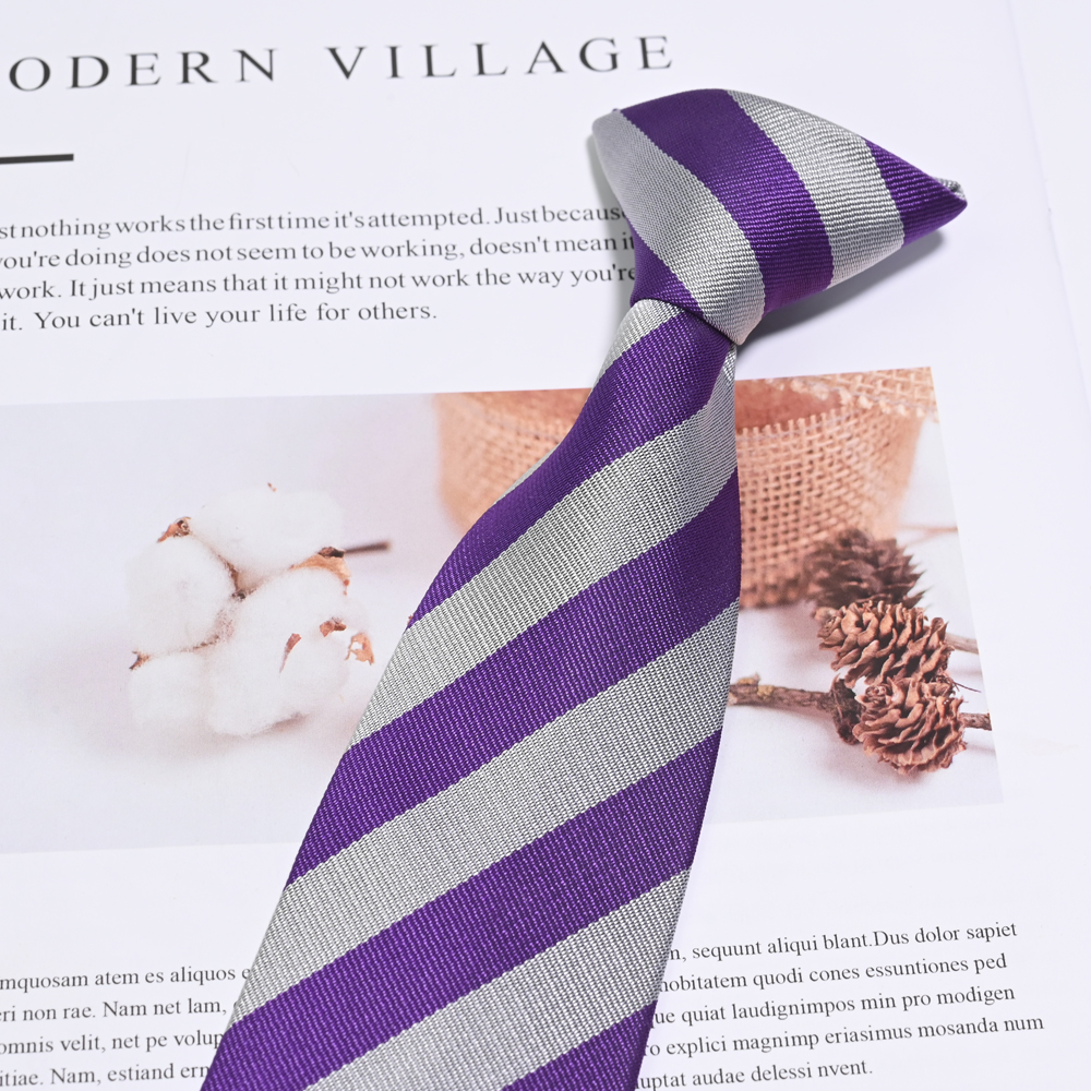 Cheap price Blush Tie - Silk Woven Mens Stripes Clip On Easy to Remove Clip Necktie Ties – YILI