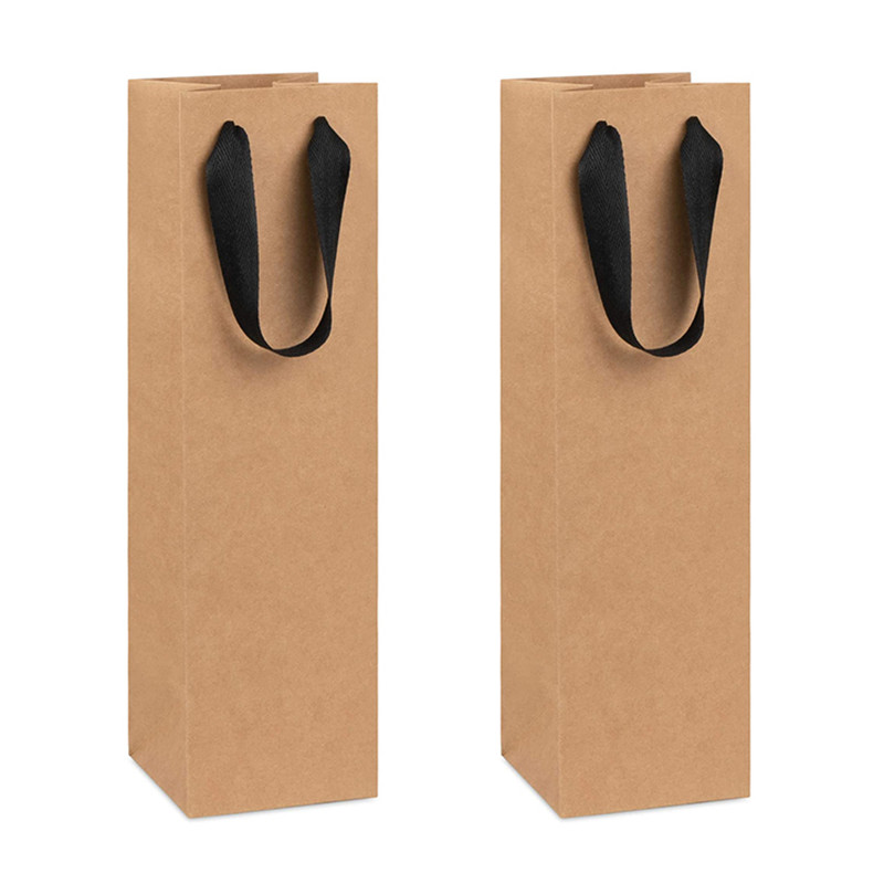 China wholesale Sustainable Packaging Materials - Recyclable Brown Kraft Paper Shopping Bag with Ribbon handle  – Yinji