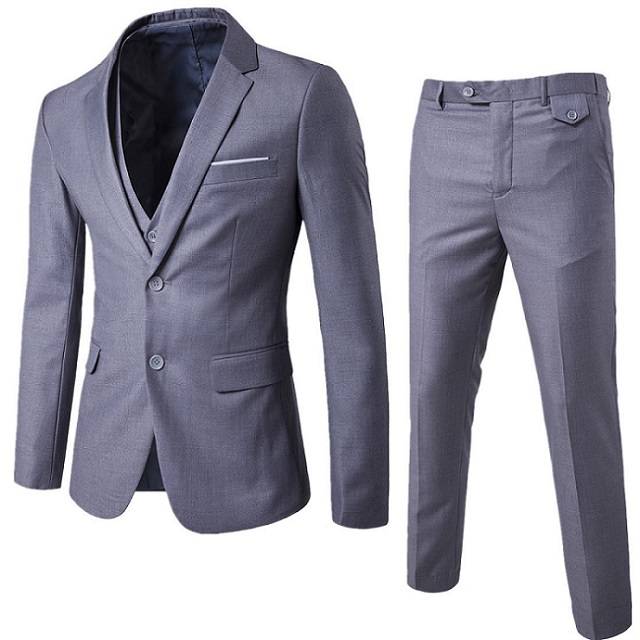 Men Business Suit Bespoke Wedding Clothes Waistcoat Pants Blazer