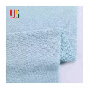New Arrival Latest Design blue poly cotton tc weft plain dyed brushed terry knitting fabric for sweater