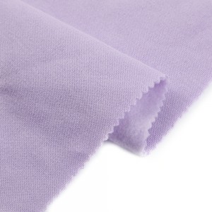 Cheap price purple color 100%polyester towel cloth with brushed back side interlock fleece fabric