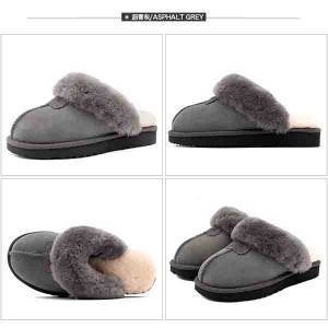 High quality natural sheepskin wool indoor slippers