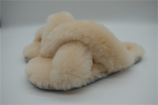 Cross-strap sheepskin slippers