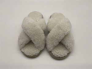 Stylish winter warm and comfortable sheepskin indoor and outdoor slippers for women