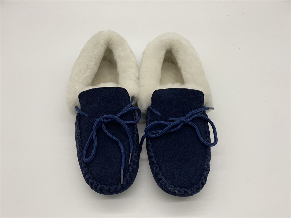 New Fashion Design for Womens Australian Merino Shearling-Lined Scuff Slippers With Rabbit Fur Trim - Cuff Indoor Moccasins  – Yiruihe