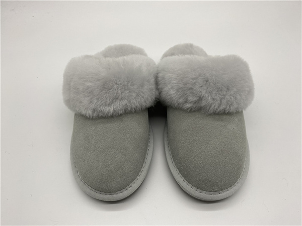 High Quality Sheepskin Slippers - Fog Grey Collar Ladies Slippers  – Yiruihe