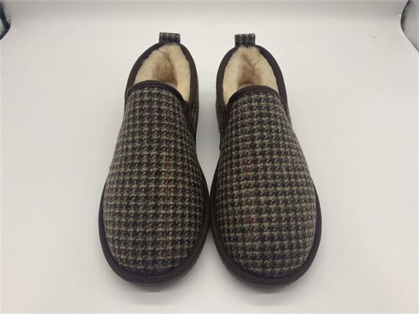 OEM Supply 100% Genuine Australian Sheepskin Slippers - Wool Tweed Men Slipper  – Yiruihe