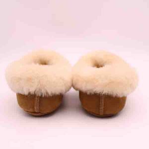 Competitively the most popular cowhide suede knitted wool ladies slippers