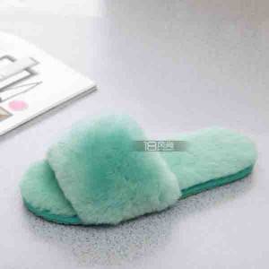 Fashionable indoor sheepskin slippers with non-slip rubber soles for young people