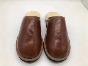 Men’s natural sheep leather shoes with cow upper with flat bottom for indoor and outdoor wear
