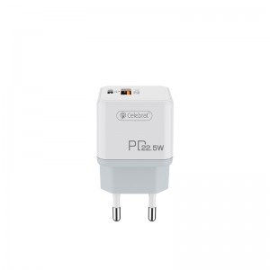 PD 18W Fast Charging Adapter Celebrat C-S3-EU QC 3.0 USB-A+Type-C Mobile Phone Charger