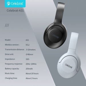 Fones de ouvido Bluetooth portáteis dobráveis ​​Celebrat A31