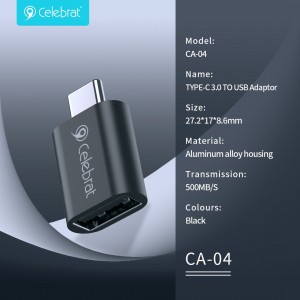 Adapter Celebrat CA-04 OTG z moškim in ženskim priključkom Type-c USB
