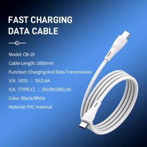 CB-19 Quick Charge + Data Transmission Cable Type-C/IOS 2.4A को लागि मनाउनुहोस्