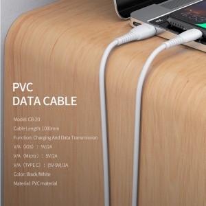 Celebrat CB-20 PVC dos en uno de carga rápida + cable de transferencia de datos para IOS 2A