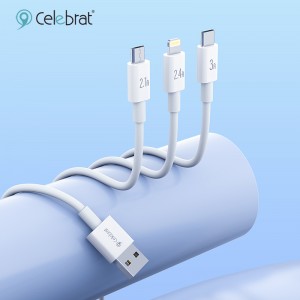 Celebrat CB-24 Fast Charging + Data Transfer Cable For Type-C 3A, Strong Wire Body, Anti-Pull and Tear-Resistant.