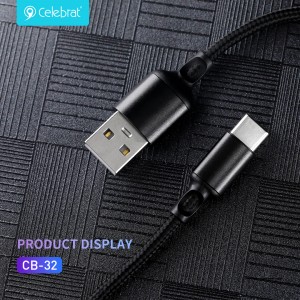 Celebrat CB-32 Nylon Braided Wire Mesh Fast charging Data Transmisson Cable For IOS 2.4A