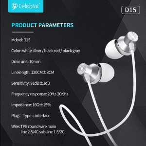 Nieuwe collectie Celebrat D15 Comfortabele oortelefoon