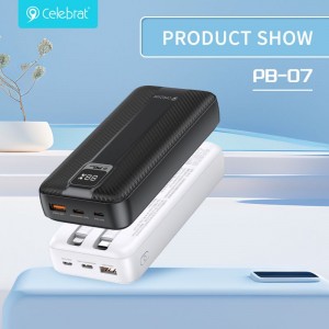 Celebrat PB-07 Polymer lithium battery fast charging power bank,Equipped with IOS/TYPE-C data cable