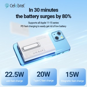 Celebrat New Arrival PB-13 Bank energjie portative magnetike, e pajtueshme me kufjet TWS, iPhone dhe pajisje të tjera