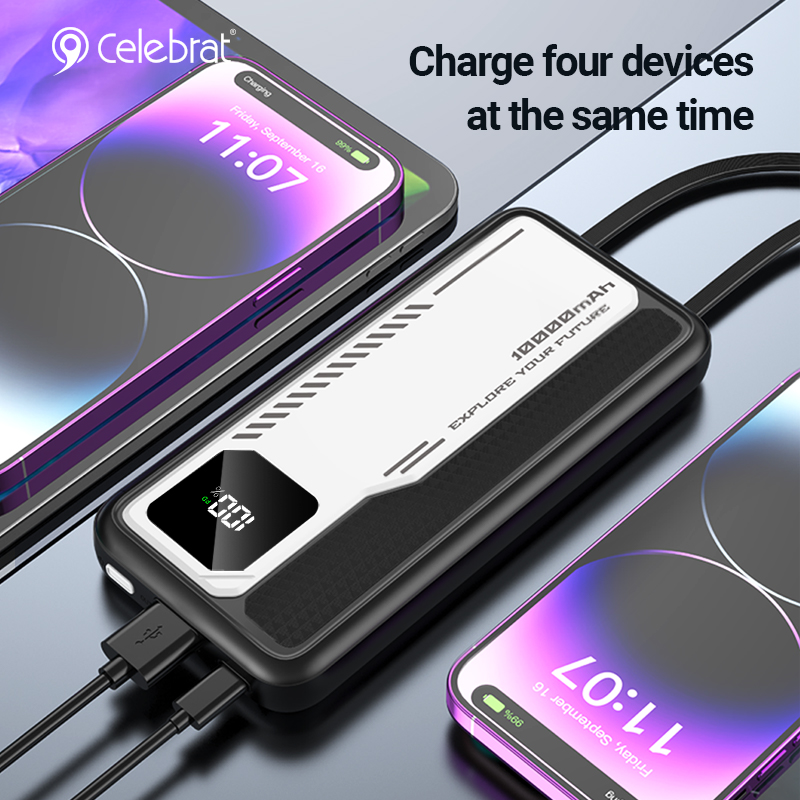 Celebrat New Arrival PB-16 Power Bank, Full of technology and freedom feel, equipped with Type-C and Lighting cables