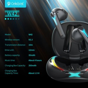 Nová sluchátka Celebrat W42 TWS pro hráče